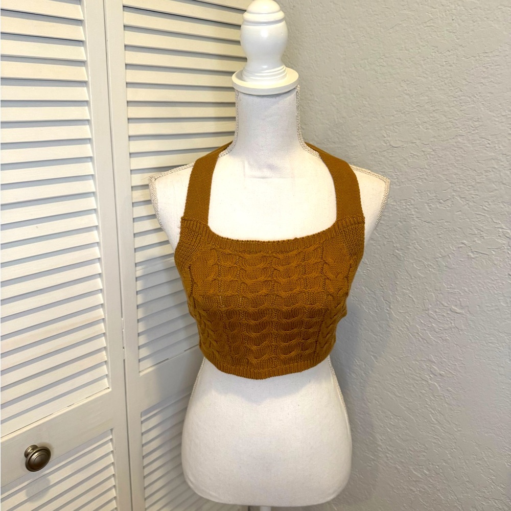Beige Botany Backless Halter Large